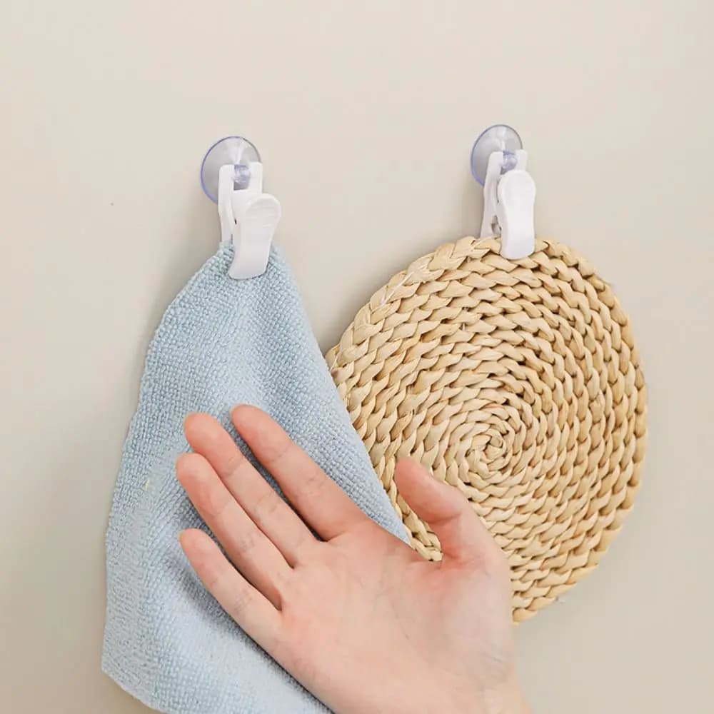 Clip di Fissaggio a Ventosa da 1/4 Pezzi, Gancio Multifunzionale in ABS, Clip per Organizzazione Bagno, Porta Messaggi e Fatture per Frigorifero