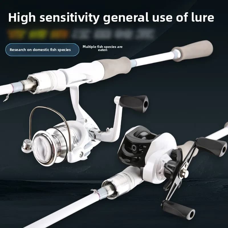 Set di canne da pesca con esca per principianti Spinning per lancio completo per principianti bianco