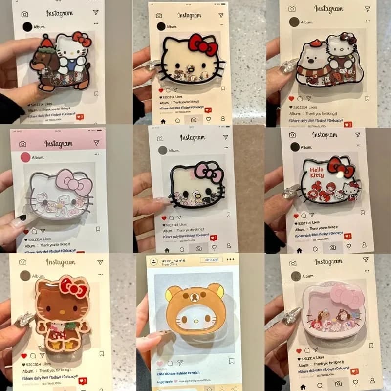 Supporto PopSocket Anime Carino Sanrio Hello Kitty per iPhone 17 Pro Max, Grip Tok Pieghevole a Cartone Animato con Airbag e Supporto per Dita