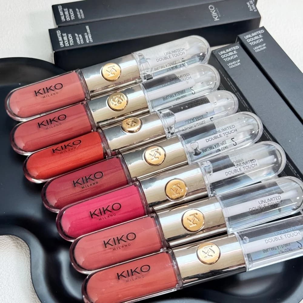 New Kiko Double Headed Lipstick Transparent Mirror Lip Gloss Non Fading Oil Sexy Rich Lip Gloss Milk Tea Bean Paste Naked Makeup