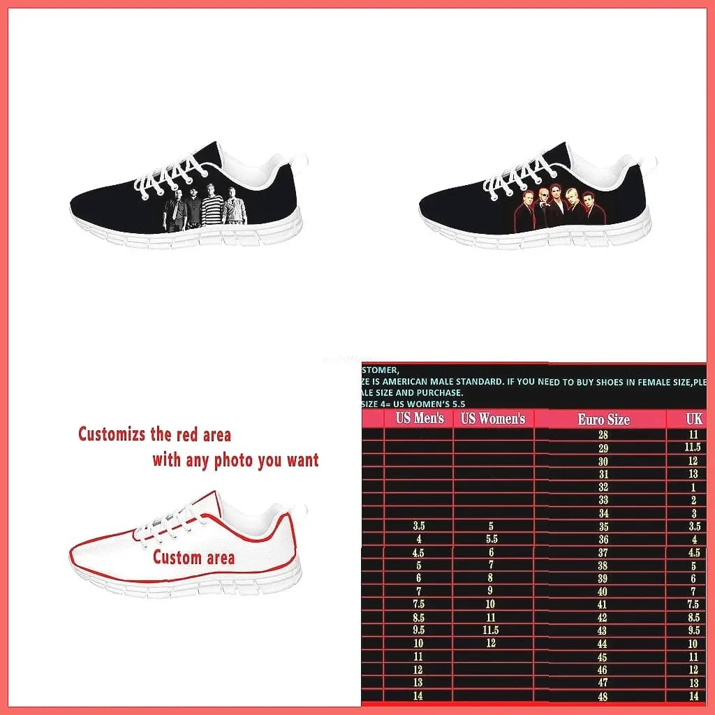 Sneakers in tela stile Backstreet Boys, scarpe da corsa sportive casual con lacci personalizzati