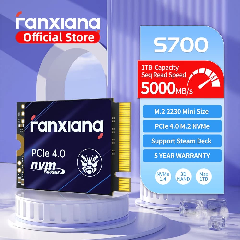 Fanxiang S700 M.2 2230 SSD 5000MB/s 500GB 1TB Disco Rigido PCIe4.0x4 NVMe Unità a Stato Solido Interna per Steam Deck Surface Pro