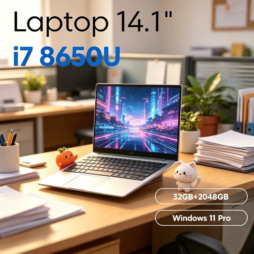 Seraphic 2026 Inviolate Laptop Ultrasottile da 14.1" con Intel Core I7-8650U, 32GB RAM, 2TB SSD M.2, Windows 11 Pro, per Uso Intelligente e Avanzato
