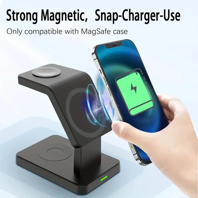 Support for 3 in 1 magnetic wireless charger for iPhone 15 14 13 12 Pro Max Apple Watch 1-8 AirPods Macsafe Dock for fast charging station