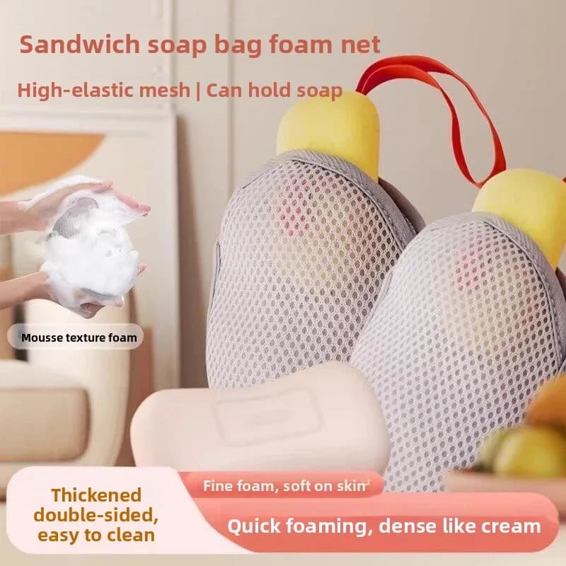 Sacchetto per sapone in rete a bolle, sacchetto per sapone da bucato, tasca in rete per asciugamano da bagno, accessorio per sapone profumato, rete a tre strati a sandwich
