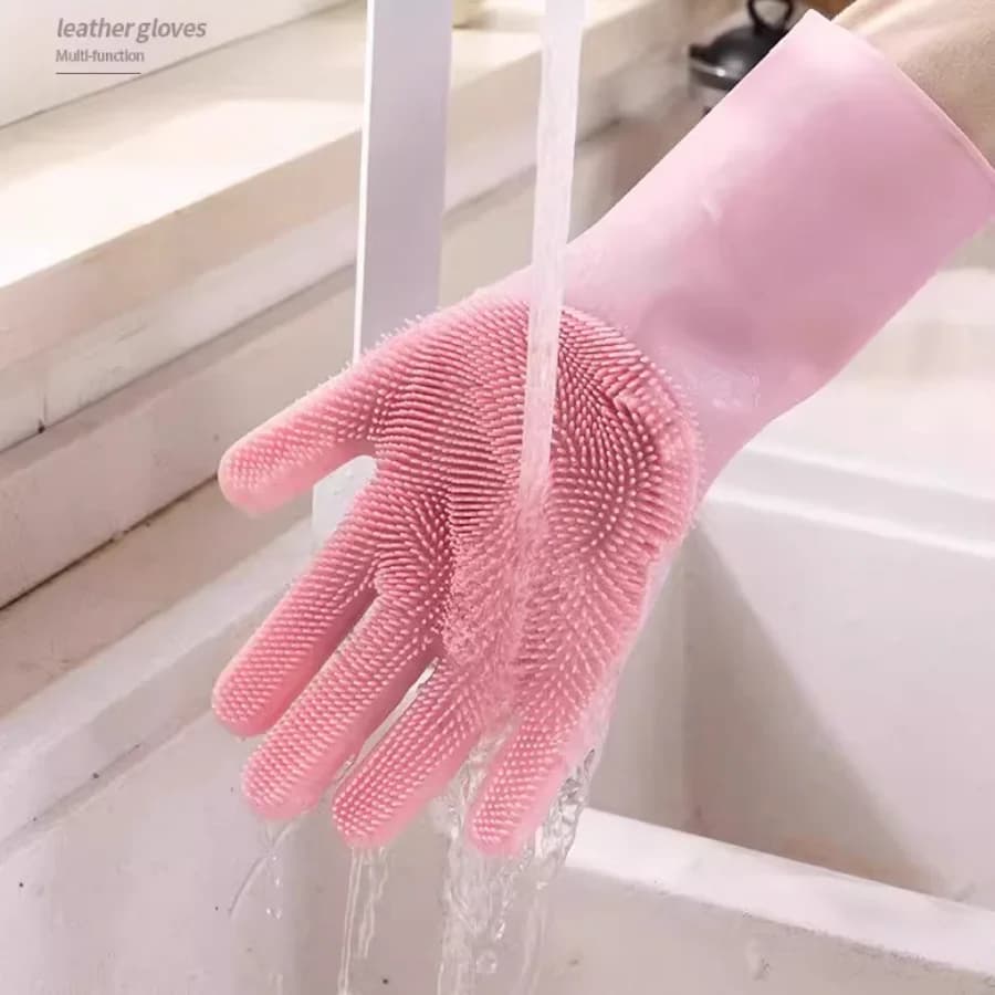 1 paio di guanti in silicone antiscivolo, guanti resistenti al calore con polsino esteso e ispessito per la pulizia della casa