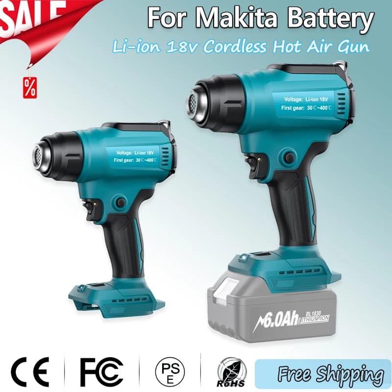 Pistola ad aria calda senza fili Pistola termica elettrica portatile industriale Temperature regolabili per pistola termica a batteria Makita 18V (senza batteria)