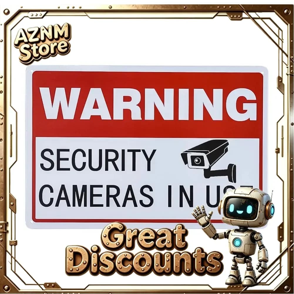 Vintage Metal Sign Video Surveillance Security Cameras In Use