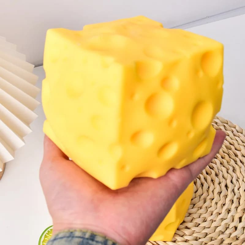 Palla Antistress Gigante a Forma di Formaggio, Cubo Morbido Modellabile, Giocattolo Sensoriale ASMR, Regalo Antistress