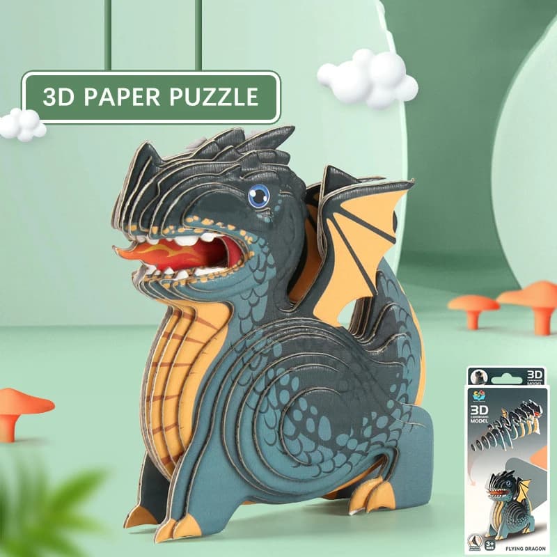 Dinosauro Puzzle di carta 3D per bambini Giocattoli educativi Montessori Divertenti assemblaggio manuale fai-da-te Giocattolo modello tridimensionale per ragazzo ragazza
