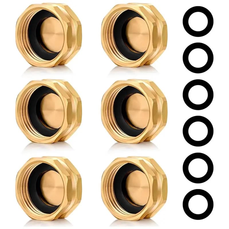 BHTS-6 Pezzi Tappi Terminali per Tubo da Giardino in Ottone Resistente, Tappo per Tubo da Giardino con Filettatura Femmina da 3/4 Pollici, Tappi per Tubi da Giardino