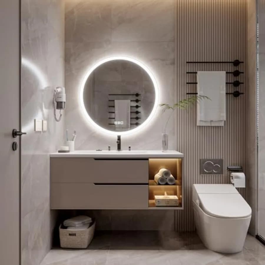 Specchio LED Rotondo da 20 Pollici, Specchio Intelligente da Bagno con Luce, Antiappannamento, 3 Colori Dimmerabili, Retroilluminato, CRI9