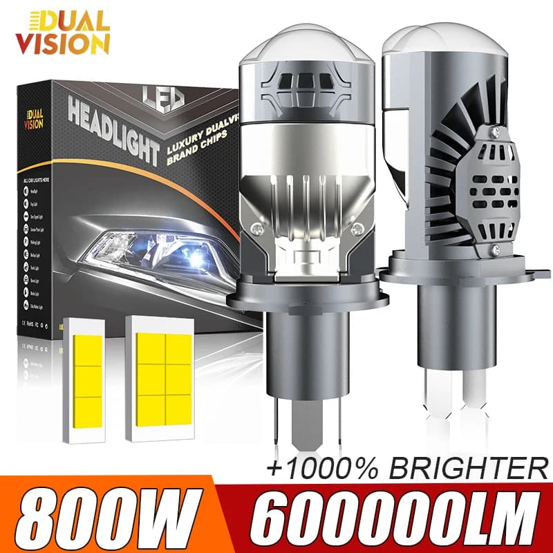H4 Auto Lampada Mini Lente LED H4 Lampadine Faro 600000LM Auto Moto Hi/lo fascio Doppio Proiettore Len LED Automotive Moto 12V 24V