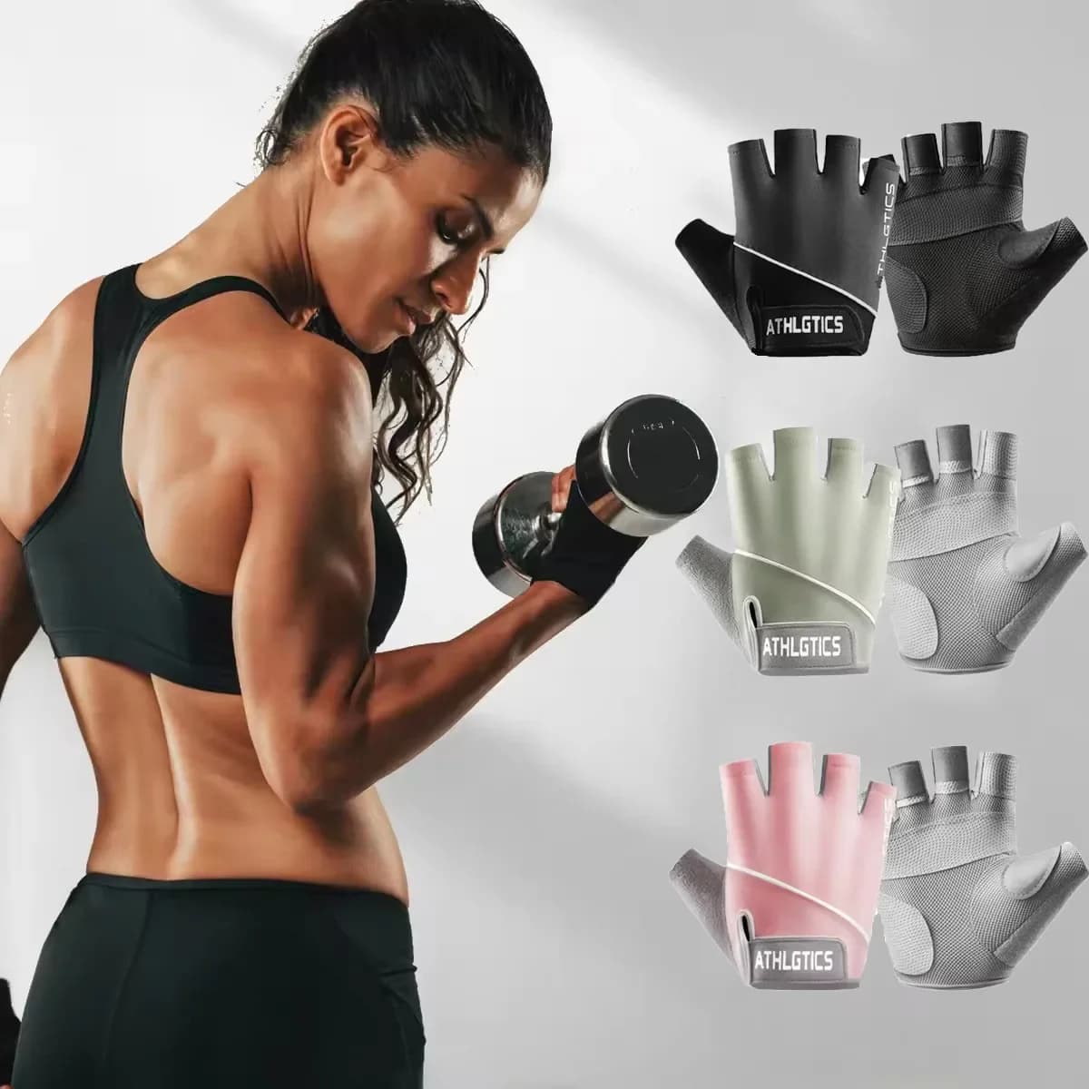Non-slip Gym Gloves without fingers Breathable sports gloves for training Weightlift Cycling