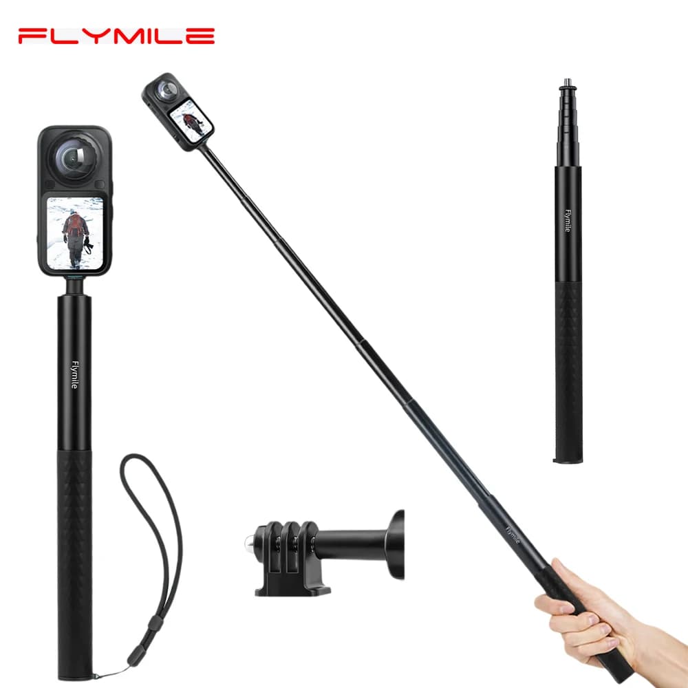 Flymile Selfie Stick for Insta360 X6/X5/DJI Action 5 Pro/GoPro/Osmo 360 Camera Accessories Extended Tripod Stand