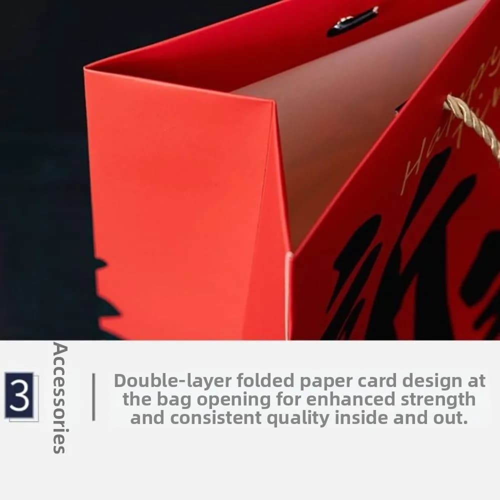 Borsa da imballaggio regalo in carta resistente Nastro con fiocco Borsa da regalo rossa Comoda borsa portatile per bomboniere Decorazione per feste di compleanno