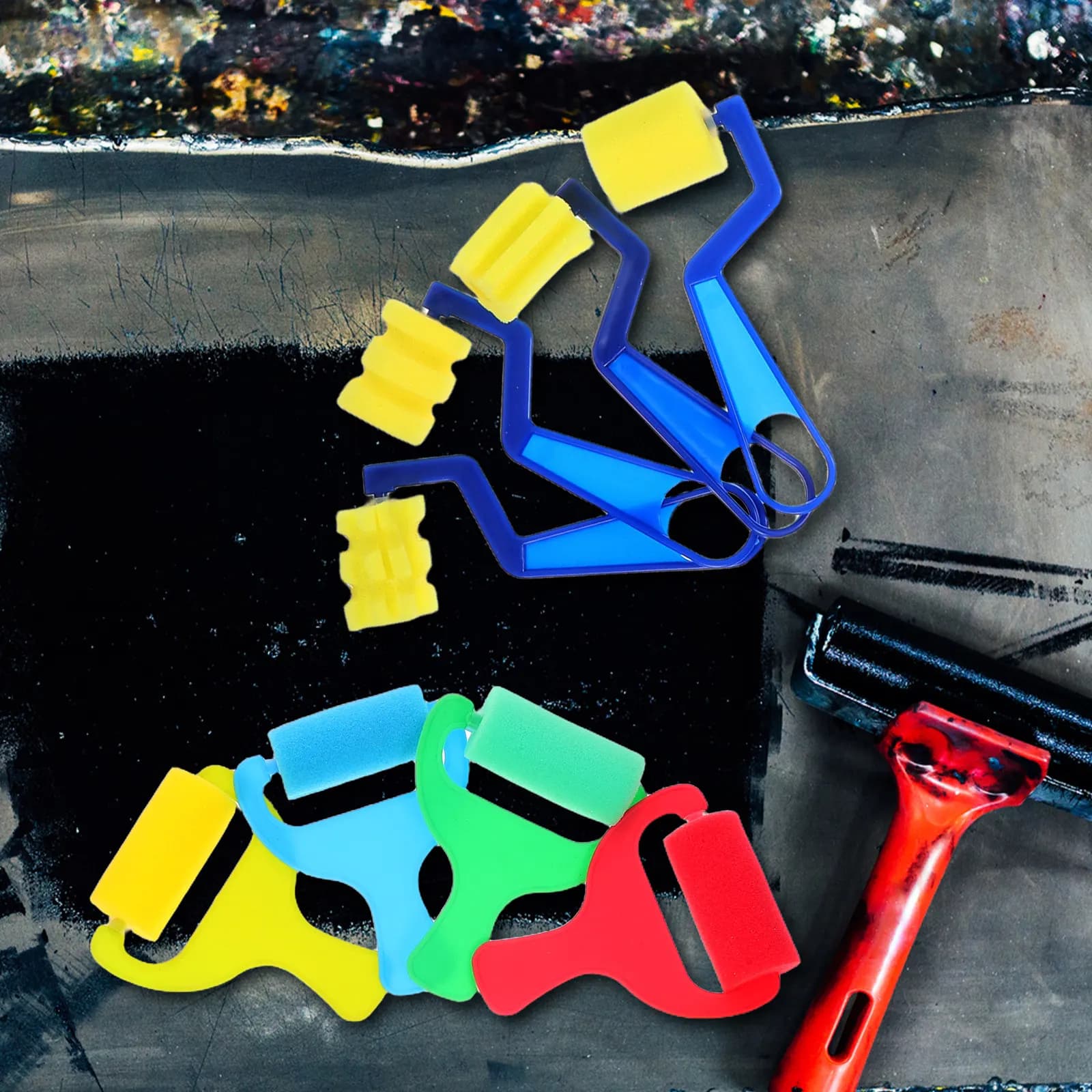 Set of 12 Sponges for Printing, Easy to Clean, Artistic Kit for Children, Tools and Supplies for Painting ♪