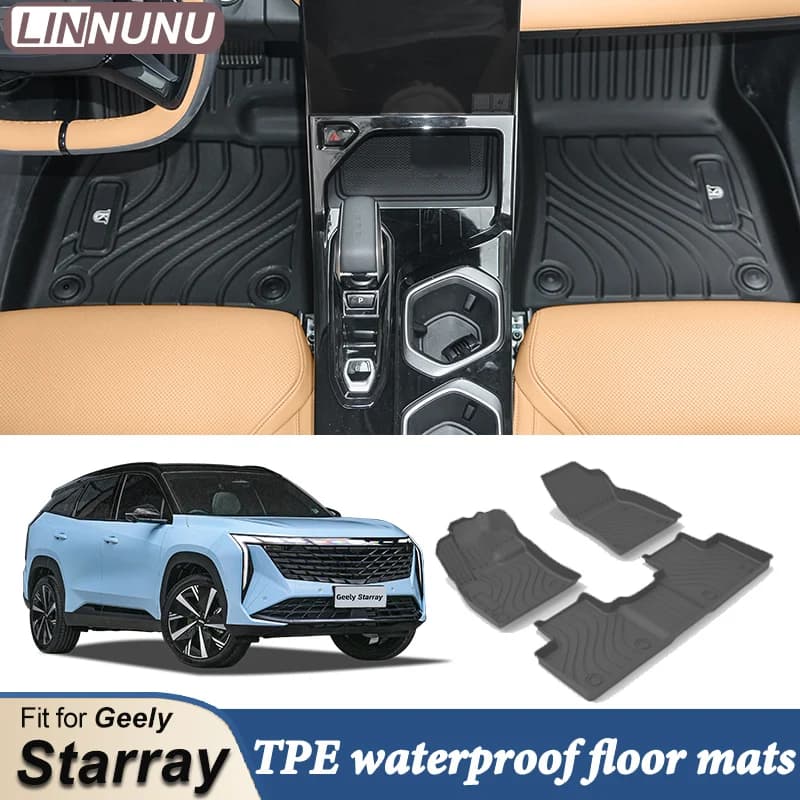 LINNUNU For Geely BoYue L Atlas II 2023 2024 Car Mats TPE Foot Relief Mat Accessories Interior Mat Starray Parts