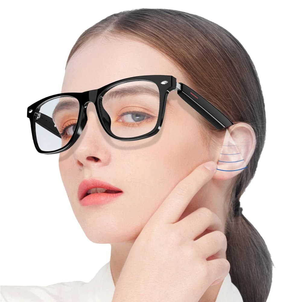 Occhiali Smart con Scatto Remoto, Audio BT, Microfono e Altoparlanti Open-Ear, Occhiali Sportivi da Esterno con Fotocamera per Uomo e Donna