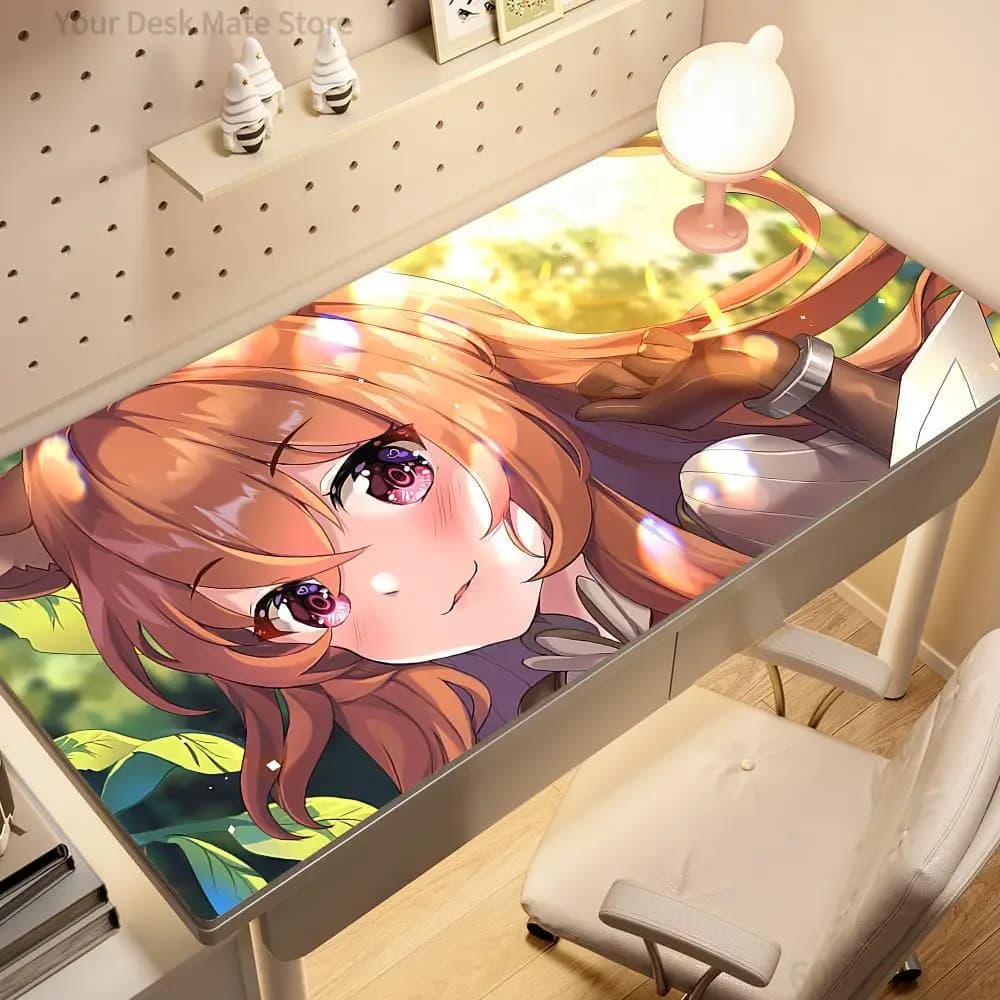 Tappetino per mouse da gioco antiscivolo con stampa Anime Raphtalia, 1 pezzo, con bordi cuciti di grandi dimensioni