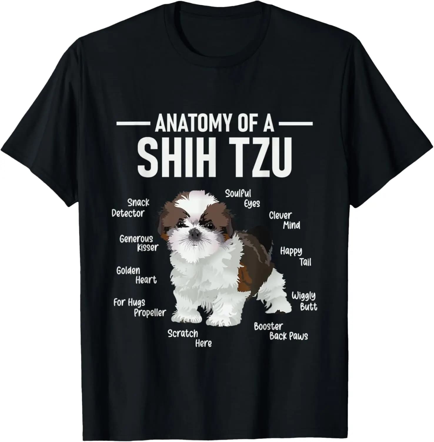 T-shirt con stampa anatomica di Shih Tzu per amanti dei cani e allevatori, a maniche corte, girocollo, stile casual estivo Y2K