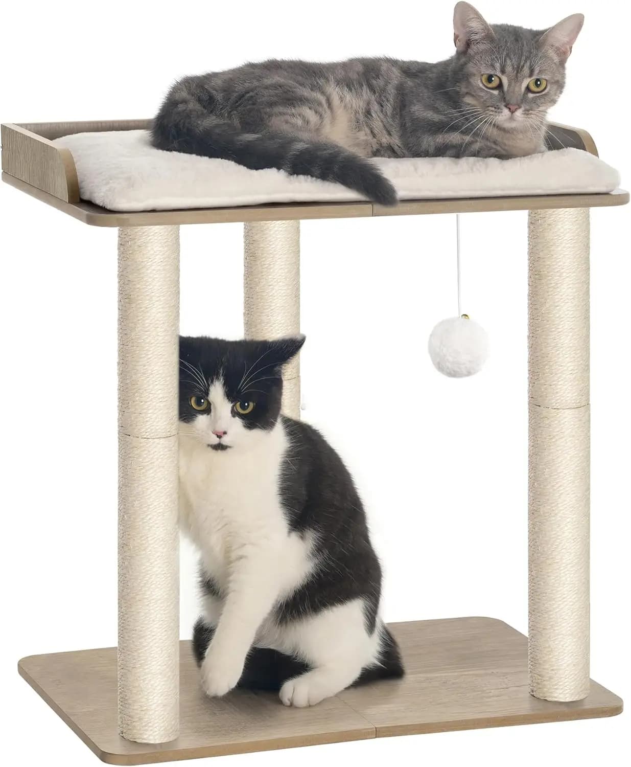 Grande Albero per Gatti con Posti di Tiraggio in Sisal, Piattaforma Morbida per Gatti da Interno, Facile da Montare
