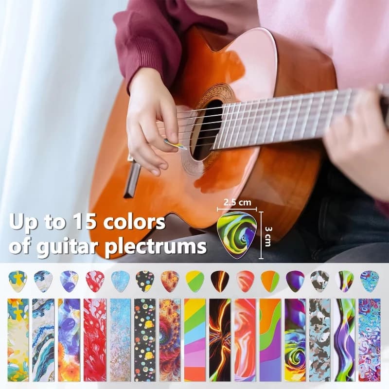 Guitar Pick Punch Kit DIY Custom Plectrum Maker with 15 Variety Pick Strips for Electric Acoustic Guitar Instrument Accessories