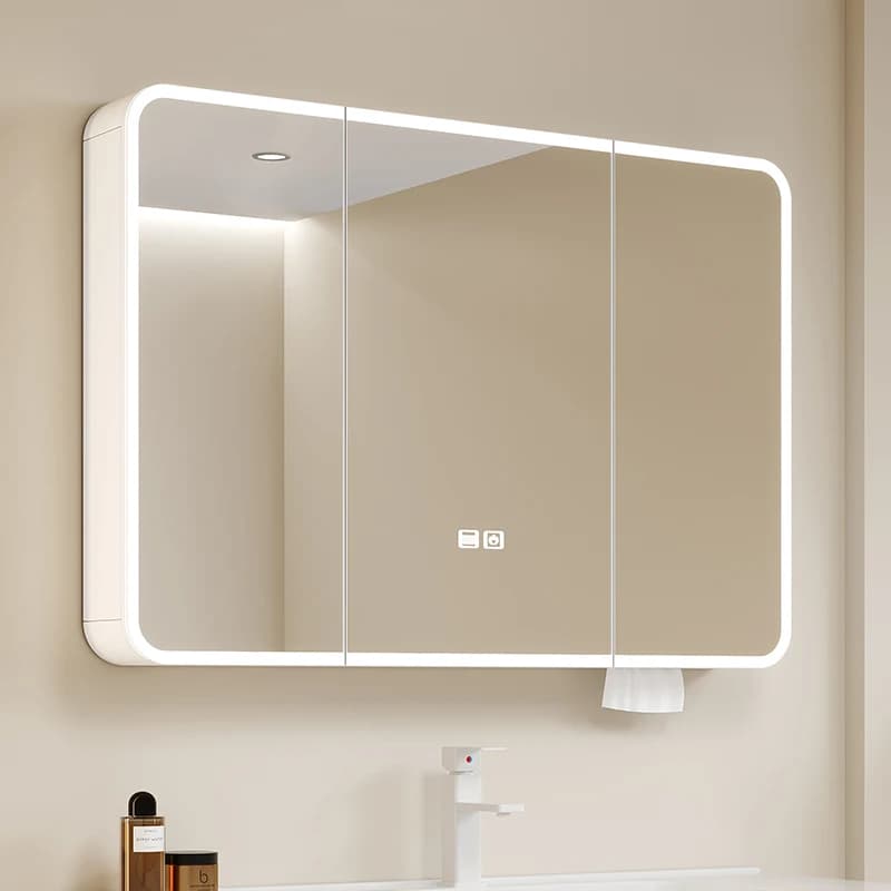 Armadietto da Bagno di Lusso con Specchio, Organizzatore con Scomparti, Armadietto per Medicinali, Salvaspazio, Mobile per Casa
