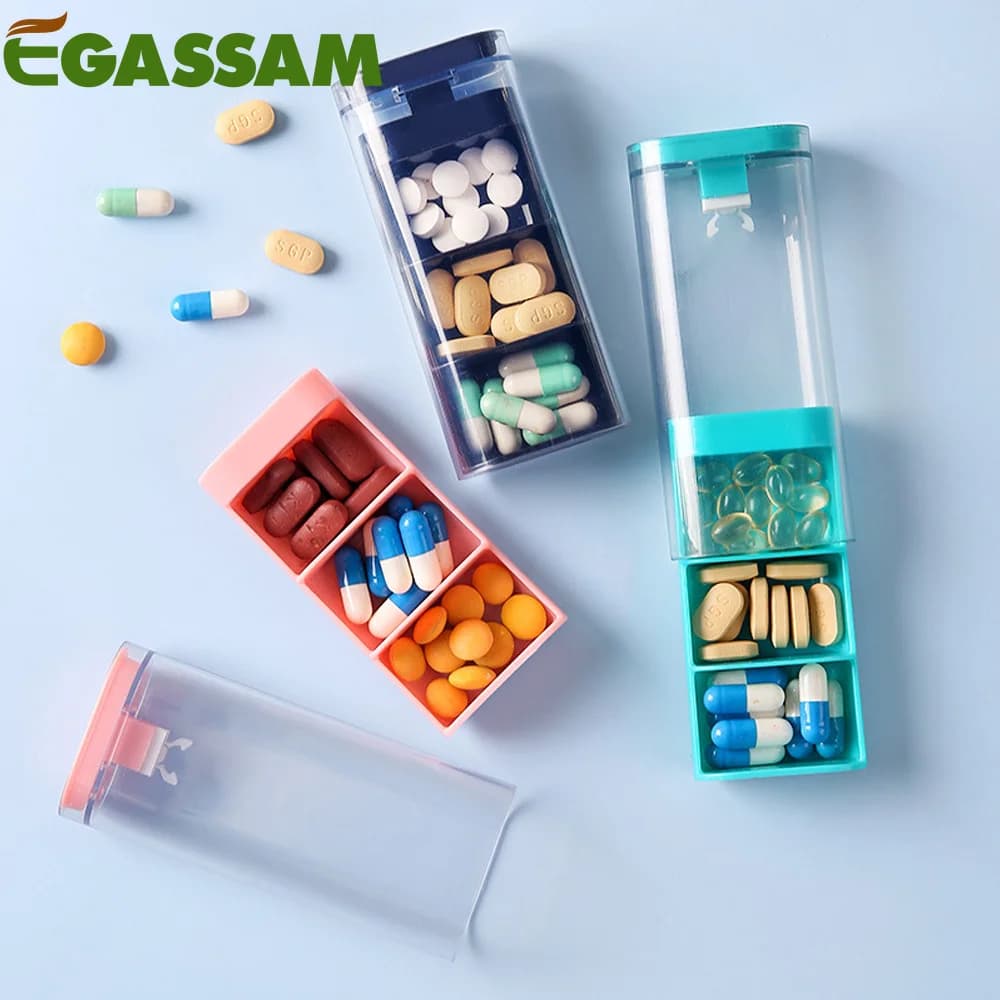 Pill Organizer 3 Compartments Portable Pill Case Travel Moisture Proof Pill Box for Tablets Vitamins Cod Liver Oil Supplements