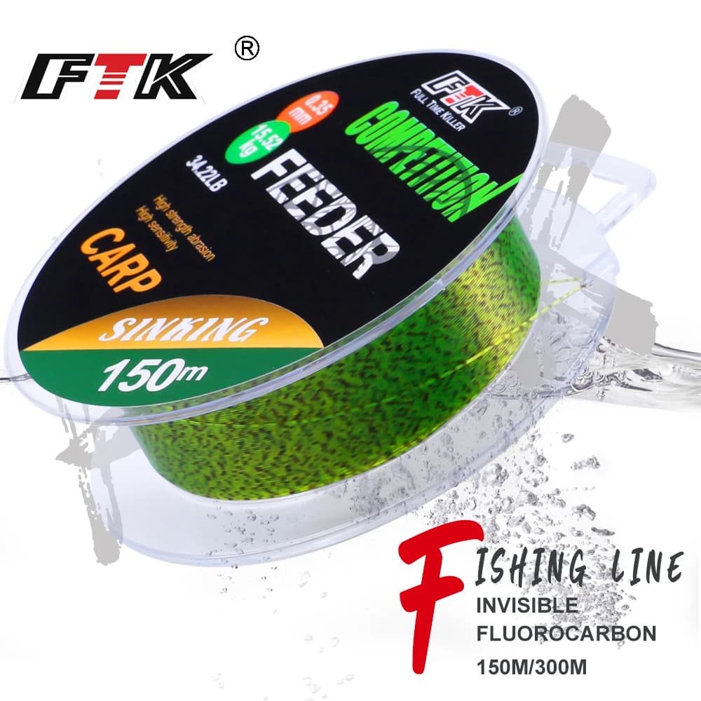 FTK 3D Invisible Carp Fishing Line Nylon150m/300m Super Strong Monofilament Fluorocarbon Tensile Spot Line for Pesca