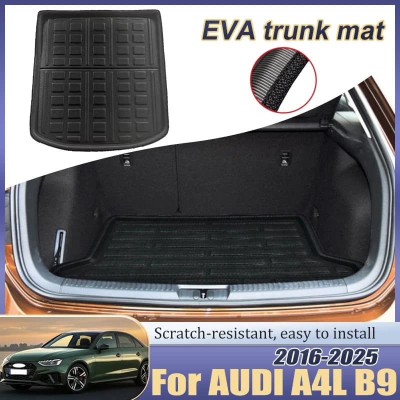 Tappetino per bagagliaio posteriore per AUDI A4L B9 2016 ~ 2025 2024 2023 Accessori Vassoio di rivestimento anti-sporco Parti di cuscinetti per pavimenti antiscivolo impermeabili