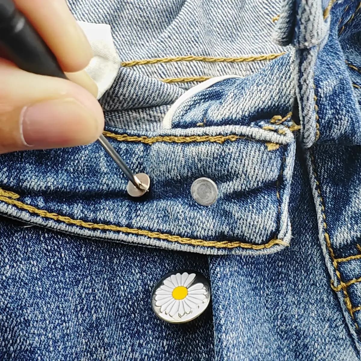 20 Sets Jean Button Replacement, No-Sew Removable Metal Buttons Replacement Repair Combo Thread Rivets and Screwdrivers, for Jeans Clothing Supplies.