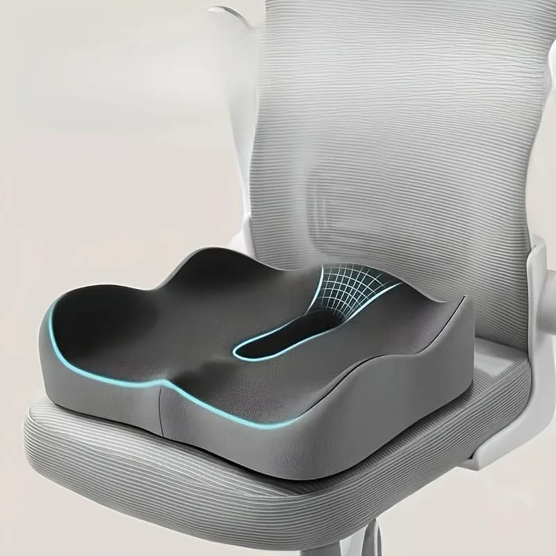 Cuscino Ergonomico in Memory Foam per Coccige, per Sedili Auto e Sedie da Ufficio, con Rivestimento Morbido in Poliestere, Comodo per Lunghe Ore di Seduta