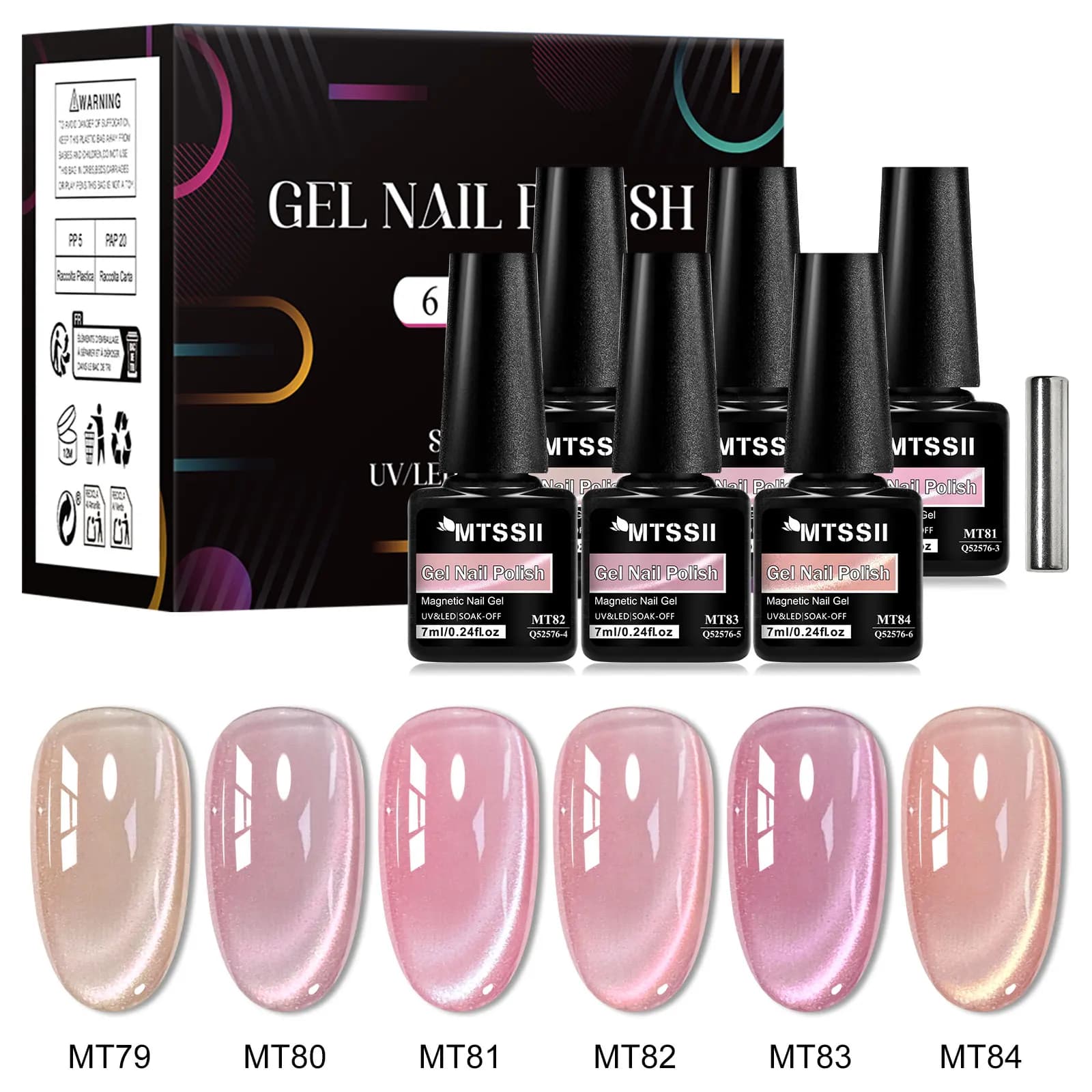 7 pz Pink Story Cat Set di smalti gel magnetici per unghie Nude Rosa Oro Luce Semi permanente Gel UV Vernice Soak Off Forniture per unghie FAI DA TE