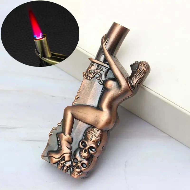 Nuovo accendino gonfiabile per appassionato di metalli antivento Jet Flame Butano Torcia Accendino portatile Accessori per fumatori personalizzati