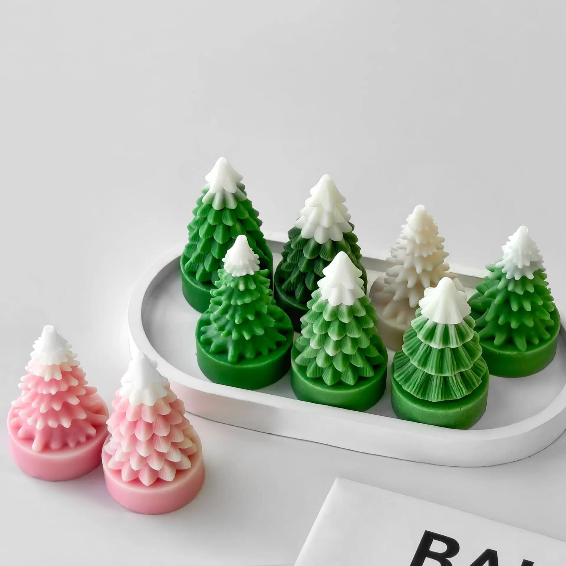 DIY Mini Christmas Tree Silicone Mold Handmade Aroma Candle Plaster Resin Ornaments Molds Soap Candle Making Supplies
