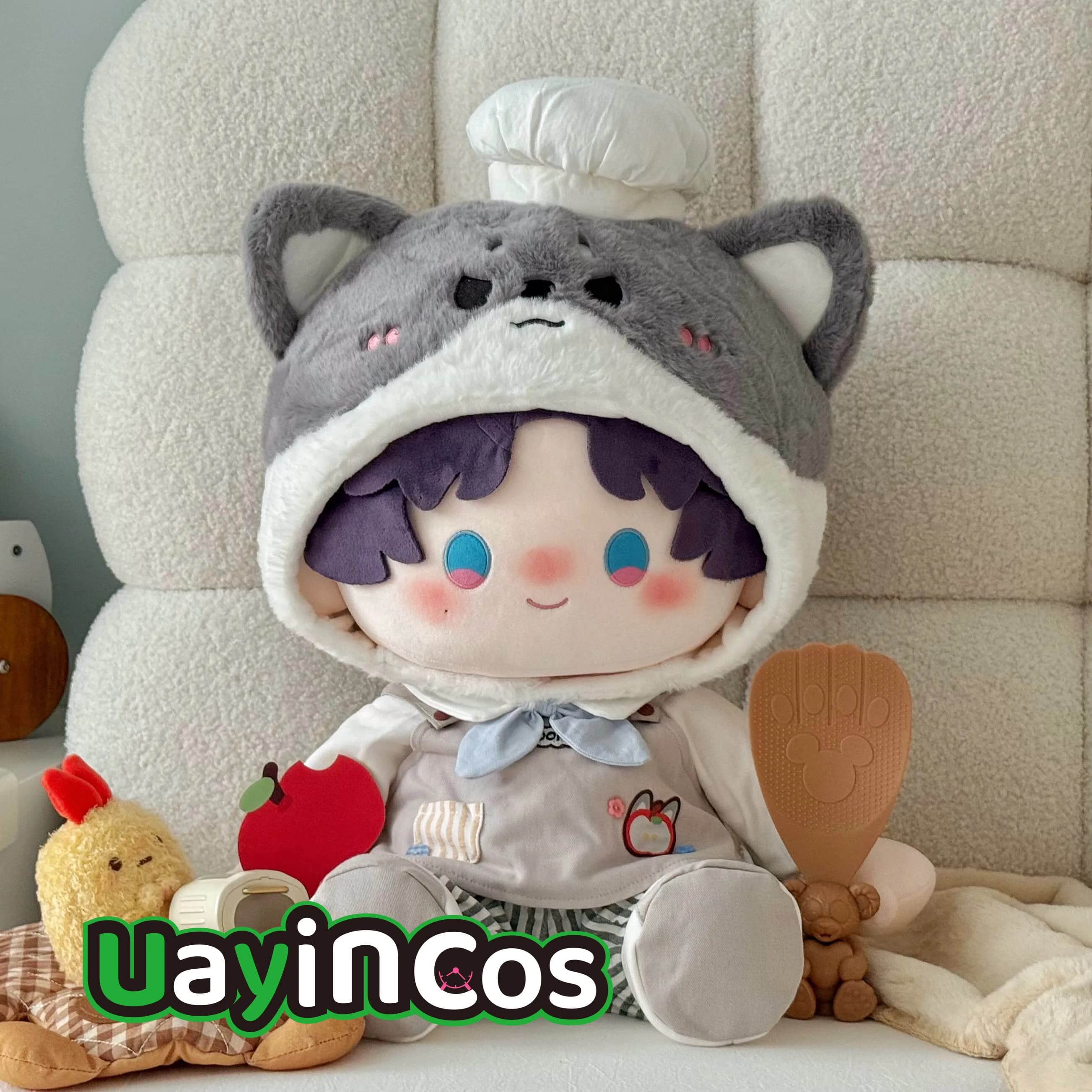 In stock 40cm Doll Clothes Bakery House Penguin Bear Wolf Animal Cartoon Clothing Suit Stuffed Plushies Doll Anime Toy Kids Gif