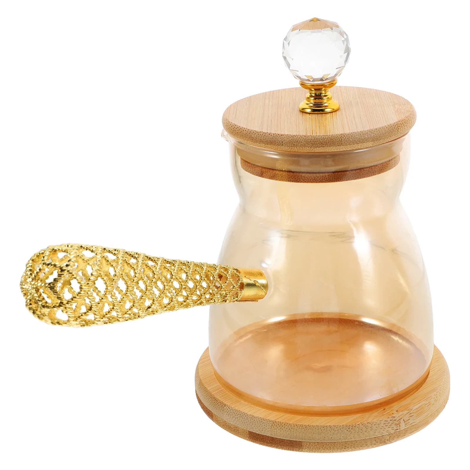 Caffettiera in Vetro con Manico Laterale Lungo, Facile da Versare, per Bevande Calde, Set Caffettiera Manuale per Uso Domestico, Accessori da Cucina