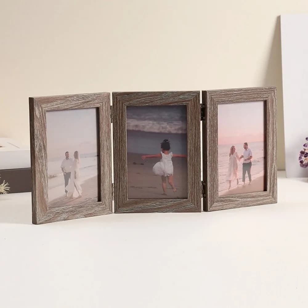 Rectangular Folding Photo Frame Modern Simple Durable Desktop Picture Frame Triplex Frame Picture Frame Ornaments Table Decor