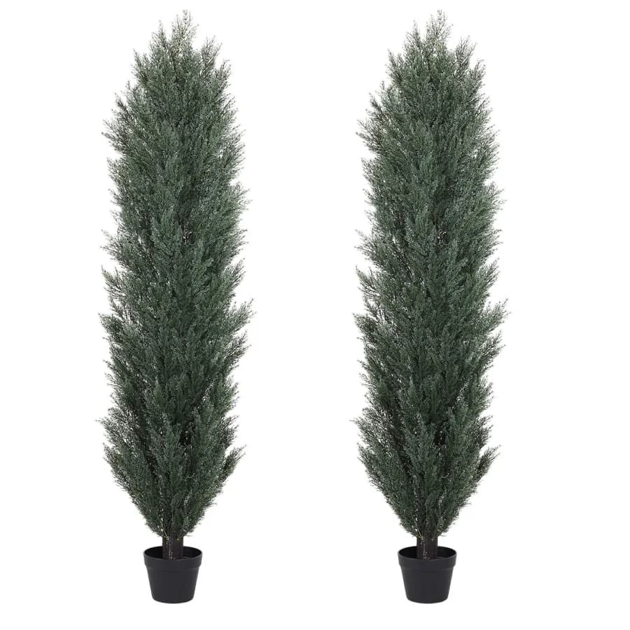 Pino e cipresso artificiali verdi staccabili da 1,8 m, pianta finta alta per decorazioni interne ed esterne, in PVC, effetto naturale