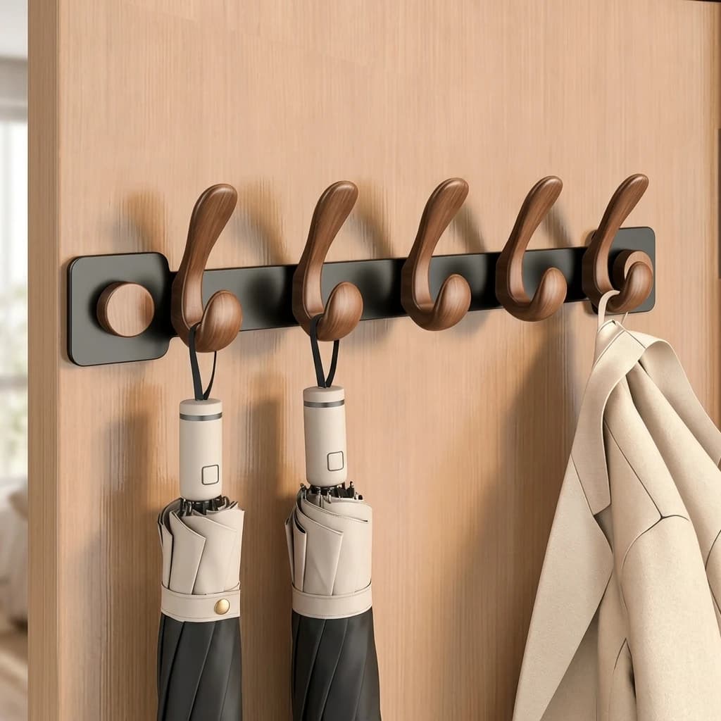 Over The Door Hook Rack For Bedroom Wall Mounted Coat Hanger Storage Organizer With Non Drilling Installation