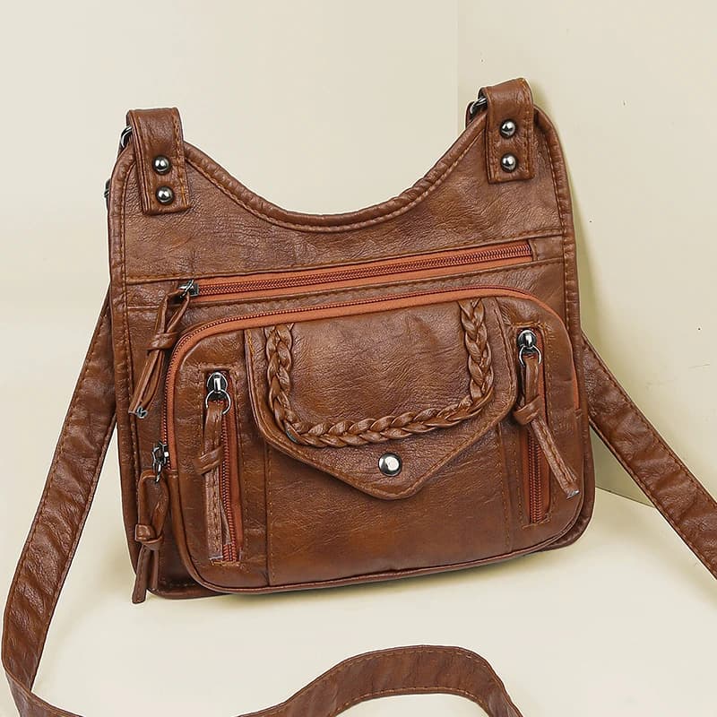 PU leather bag washed with water, new style, fashionable, with multiple compartments, mother bag, versatile and casual