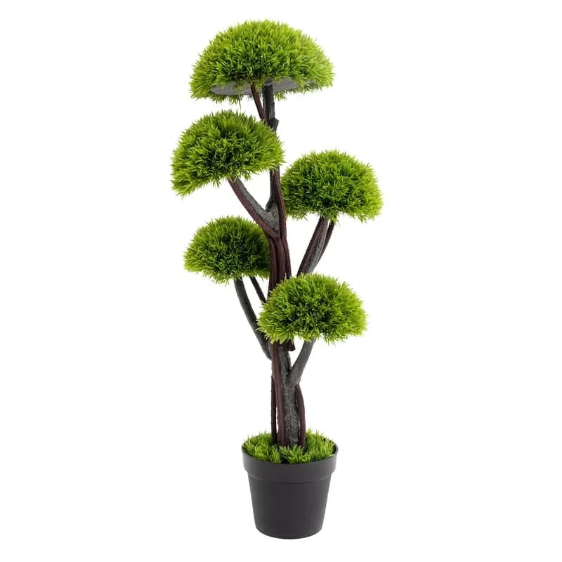 PZ-1-115 Popular PE Pine Needle Topiary Trees Certified Faked Green Potted Plant Plastic Pot Pruned Trees for Home Room Decor