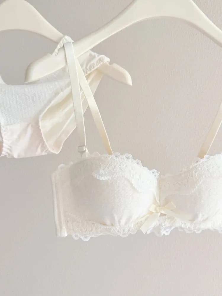 YEMOMO Sexy Lace Intimates Set Thick Padded Push Up Bra Shaping Half Cup Cover Concealed Brief Underwear Lingerie for Ladies