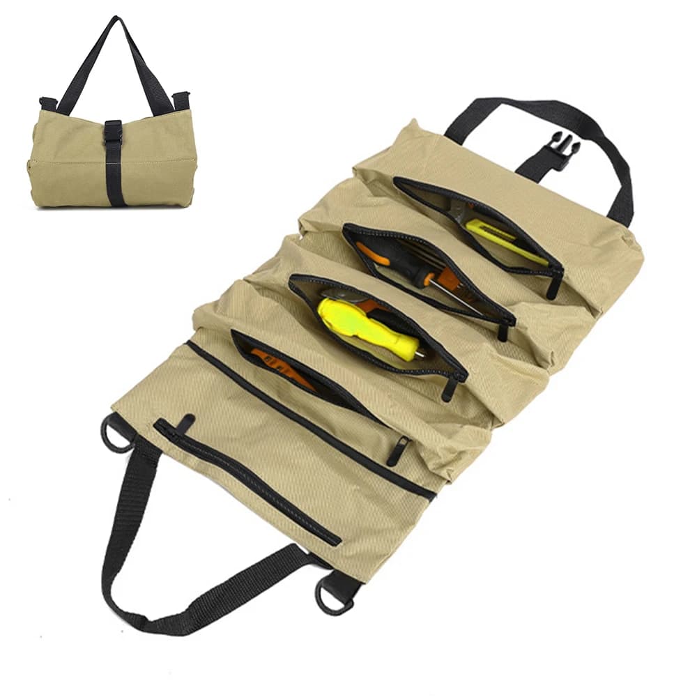 Borsa portaoggetti regolabile multiuso, borsa porta attrezzi arrotolabile, kit di pronto soccorso per auto, custodia arrotolabile.
