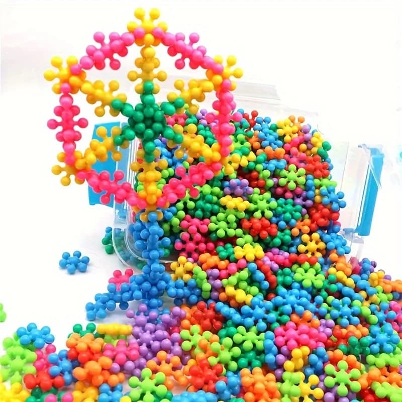 50-190 pz girevole Plum Blossom Building Block bambini divertimento assemblaggio pezzi fiocco di neve educazione fai da te giocattolo per la famiglia regalo di compleanno