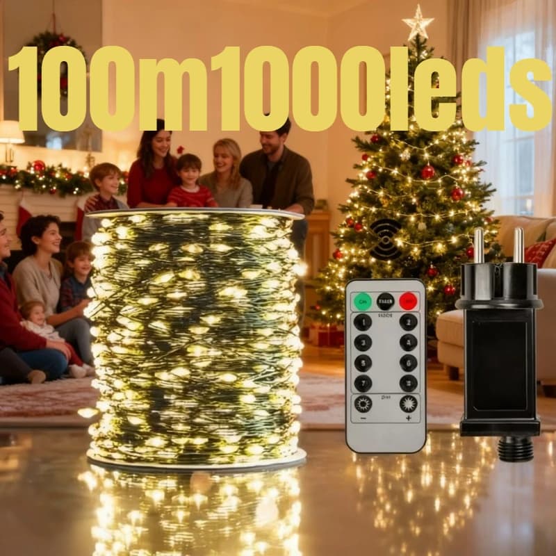 300/500/1000 led Fata Di Natale Luce Della Stringa Ghirlanda Ornamenti Spina Alimentato Led Impermeabile con Telecomando per la Parete Dell'albero Di Natale