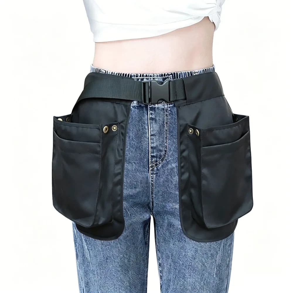 Waist Tool Apron Bag with Adjustable Waist Belt and Detachable Pocket Large Capacity Fanny Pack for Cleaning Worker Electrician