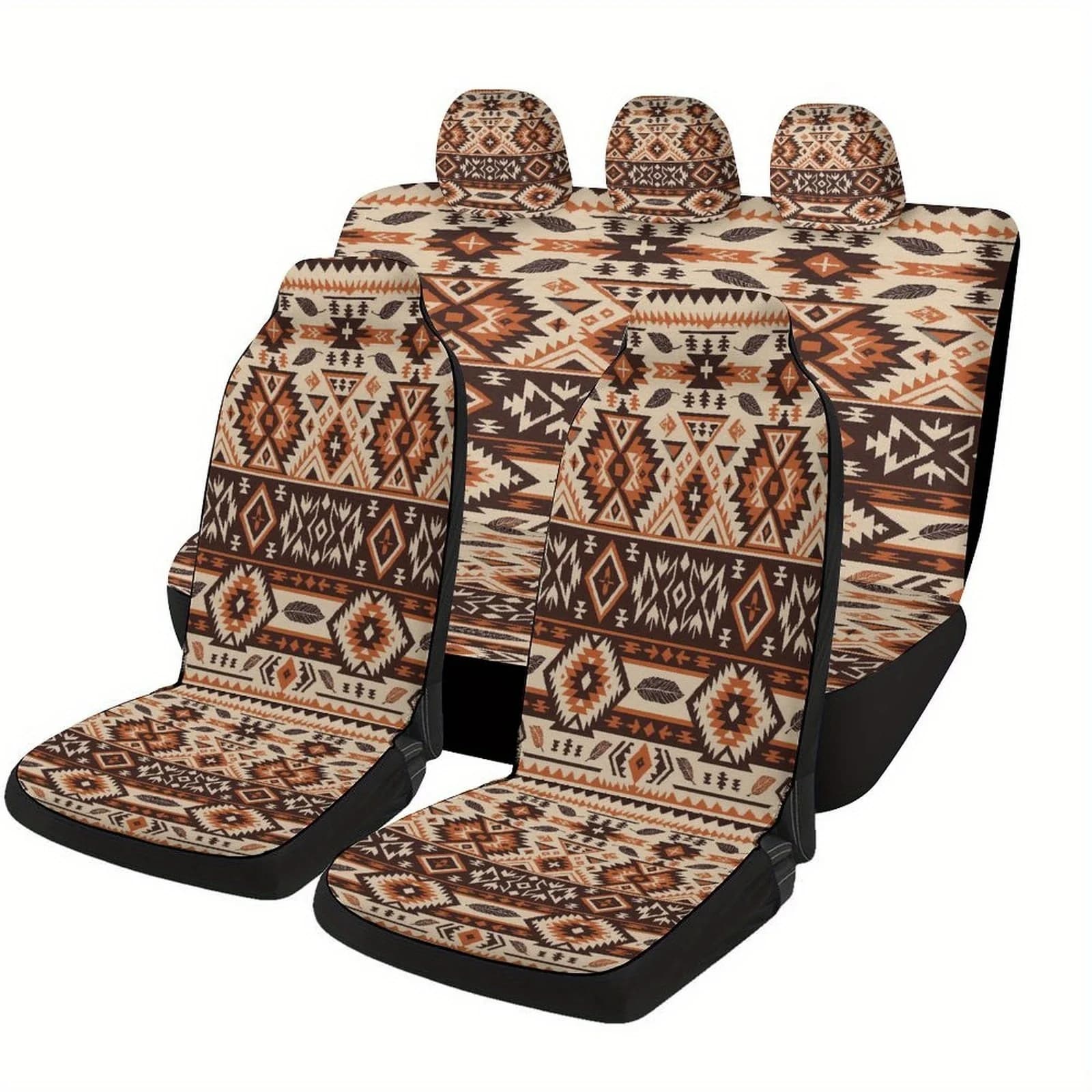 Aztec Pattern Themed Car Seat Cover Set For Most Cars, Fashion Personalized Novelty Car Seat Protector Covers Full Set, Universa