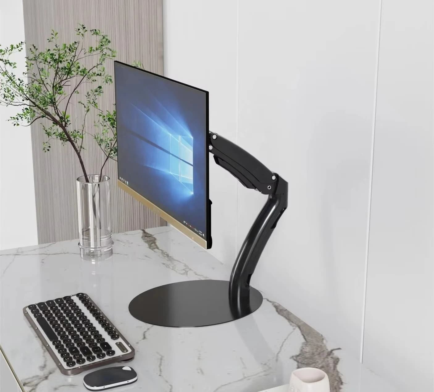 Supporto per Monitor Singolo Flessibile e Regolabile con Cuscinetti Antiscivolo sul Fondo per Posizionamento su Scrivania VM-GB12S